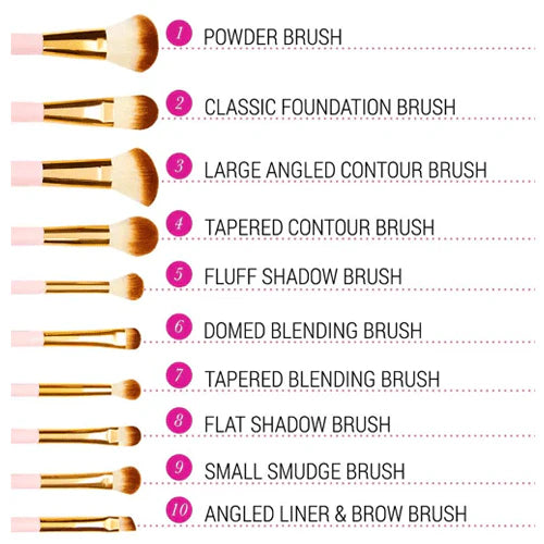 BH Cosmetics - Pink Perfection 10 Piece Brush Set With A Box