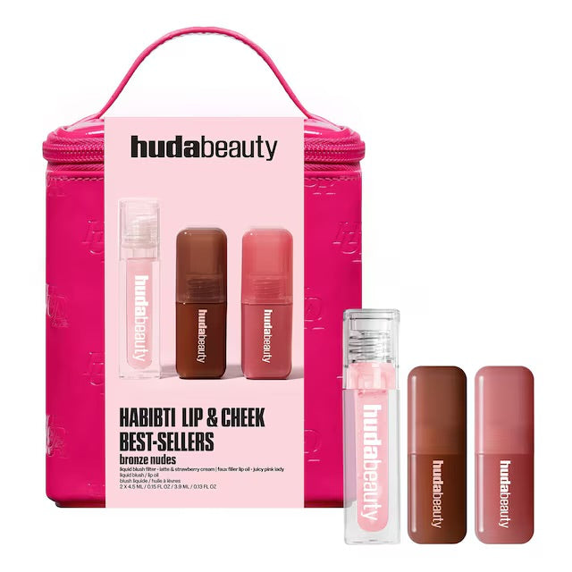 Huda Beauty Habibti Lip & Cheek Best-Sellers Bronze Nudes Set